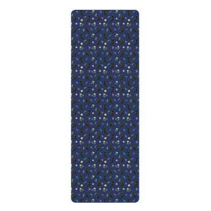 Black Labrador Retriever Dog Floral Yoga Mat – Durable Non-Slip Rubber Surface for Home & Studio Practice