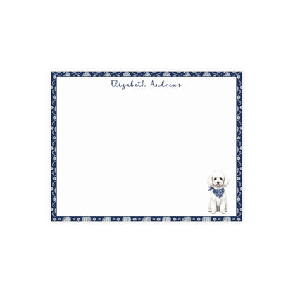 Poodle Navy Blue Paisley Notecard Set