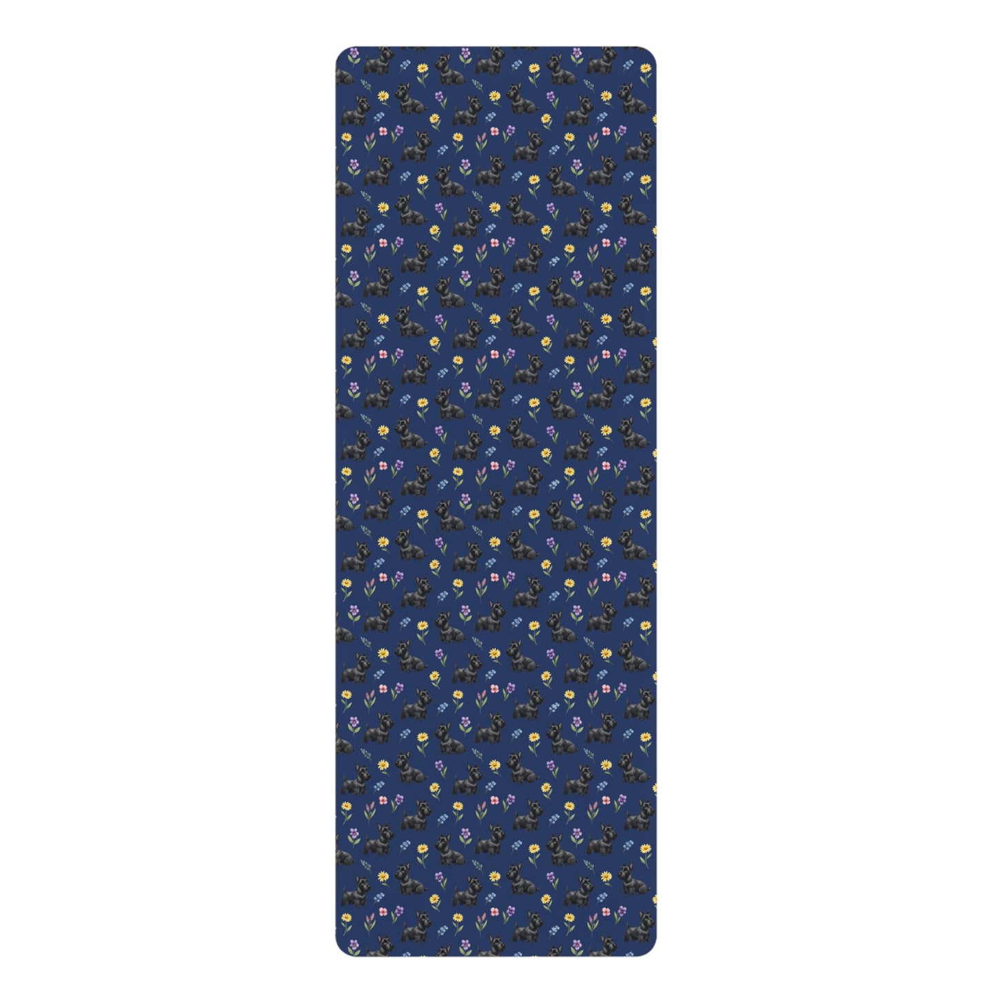 Scottish Terrier Dog Floral Yoga Mat – Durable Non-Slip Rubber Surface for Home & Studio Practice