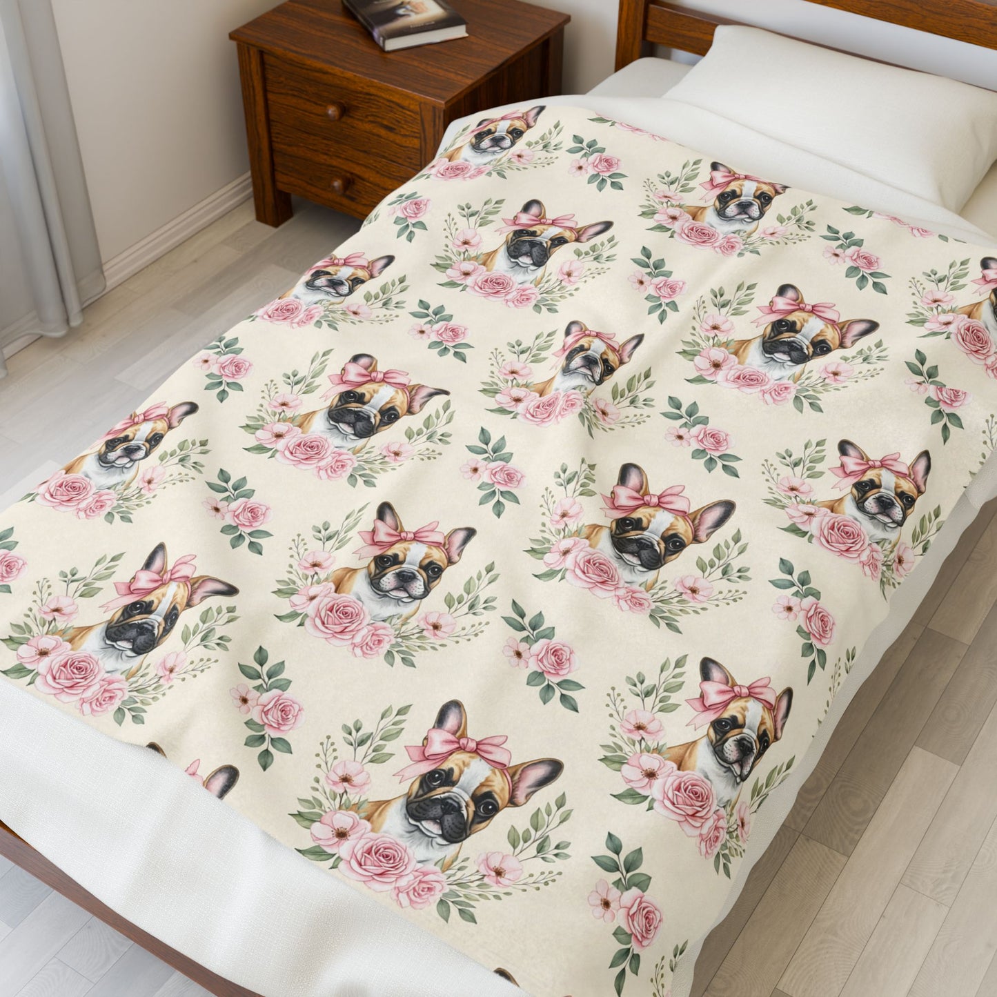 French Bulldog Pink Baby Blanket, Frenchie Dog Baby Shower Baby Girl Newborn Gift Hospital Announcement Blanket Coming Home