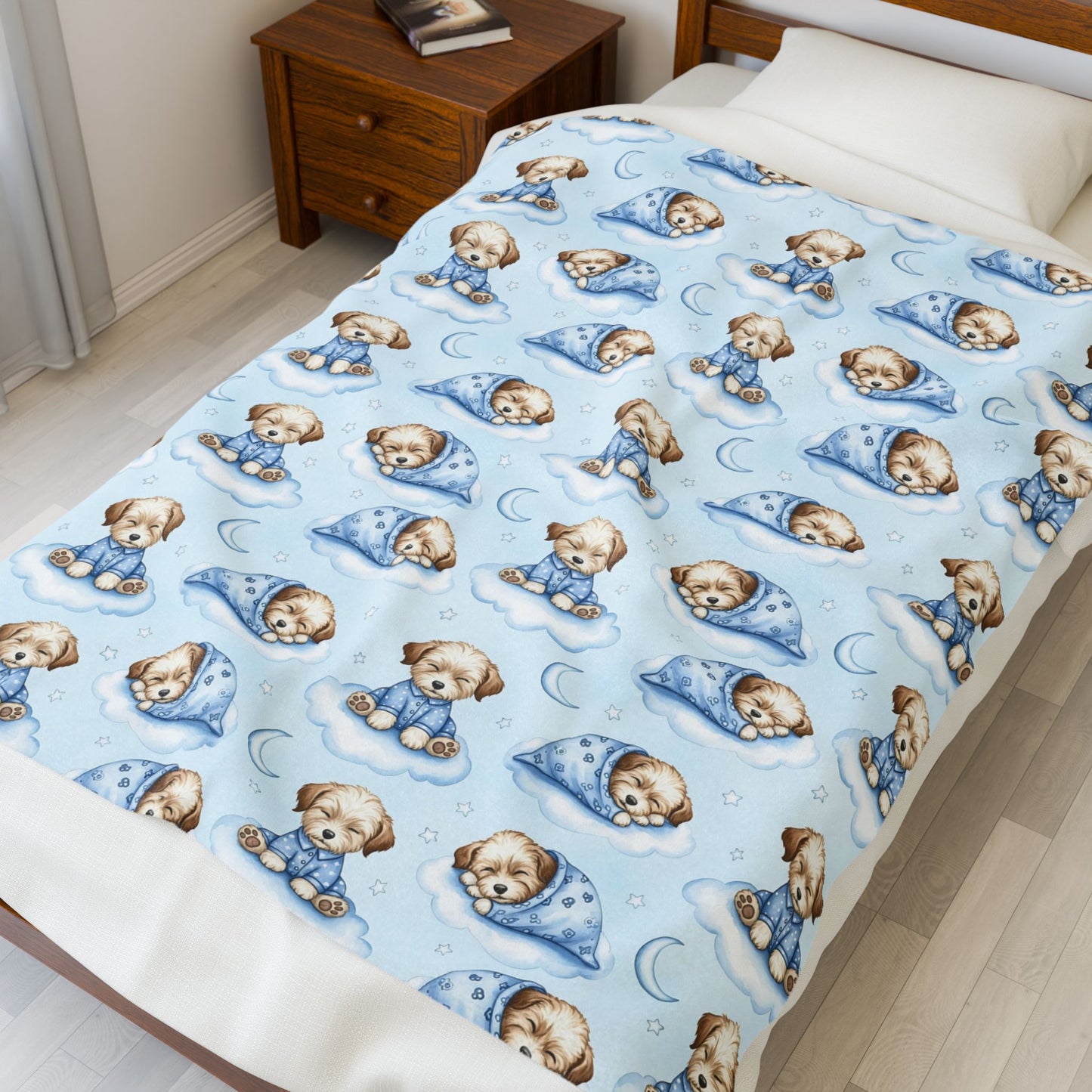 Havanese Blue Baby Blanket, Havanese Dog Baby Shower Baby Boy Newborn Gift Hospital Announcement Blanket Coming Home