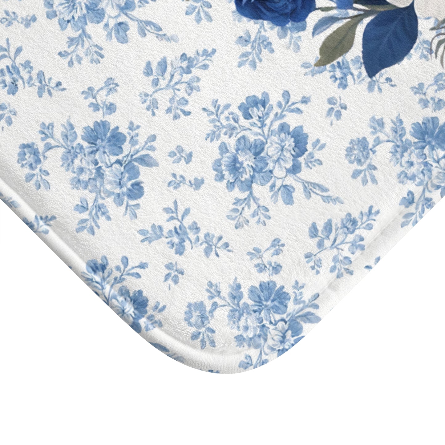 Blue Floral Heeler Bath Mat – Cute Australian Cattle Dog Bathroom Rug