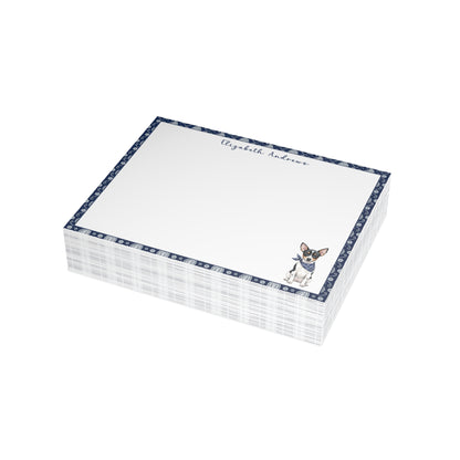 Rat Terrier Navy Blue Paisley Notecard Set