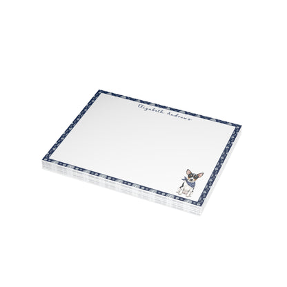 Rat Terrier Navy Blue Paisley Notecard Set