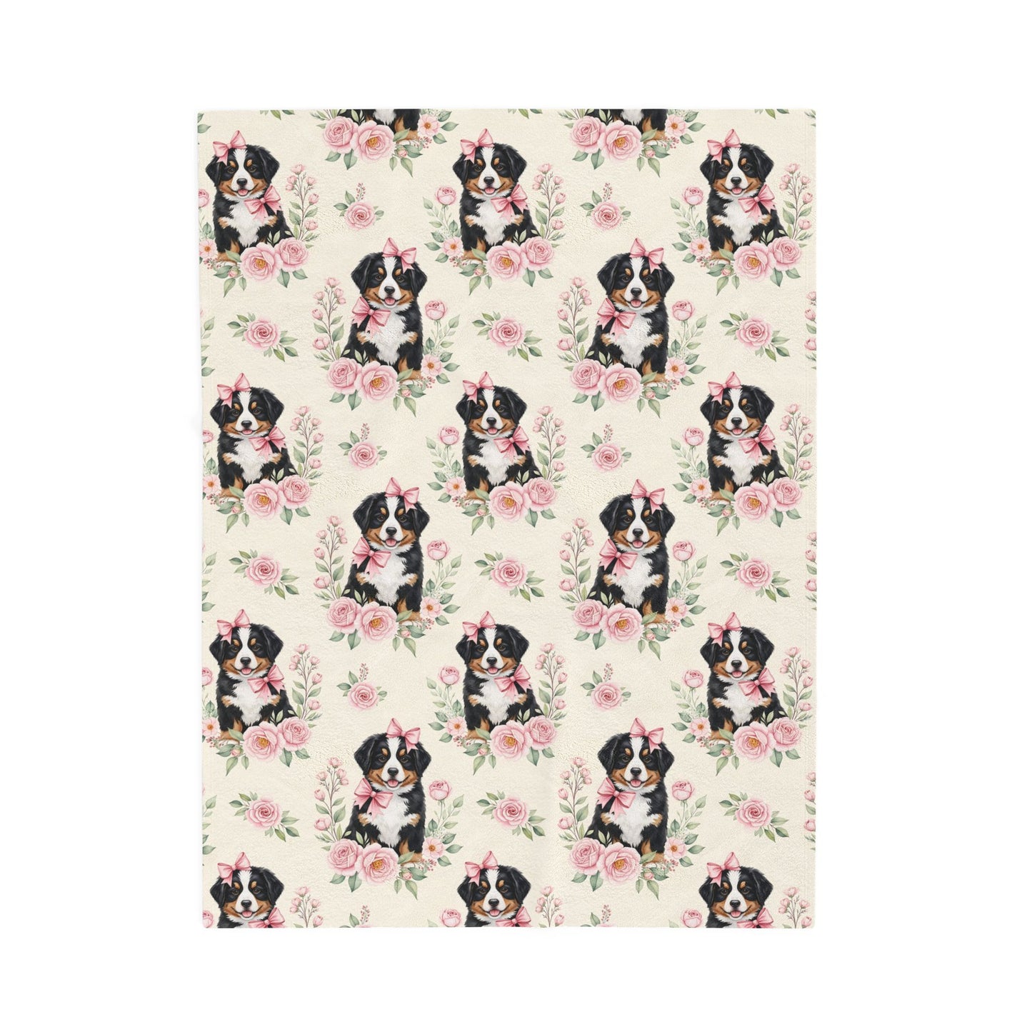 Bernese Mountain Dog Pink Baby Blanket, Berner Dog Baby Shower Baby Girl Newborn Gift Hospital Announcement Blanket Coming Home