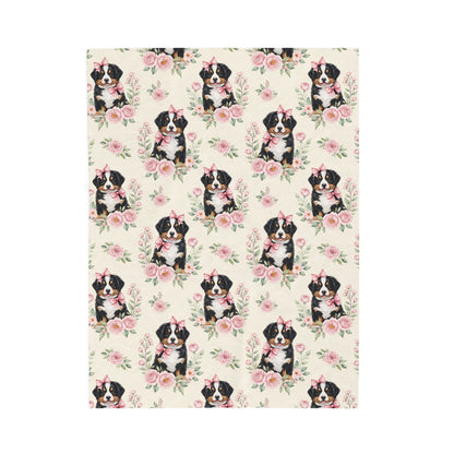 Bernese Mountain Dog Pink Baby Blanket, Berner Dog Baby Shower Baby Girl Newborn Gift Hospital Announcement Blanket Coming Home