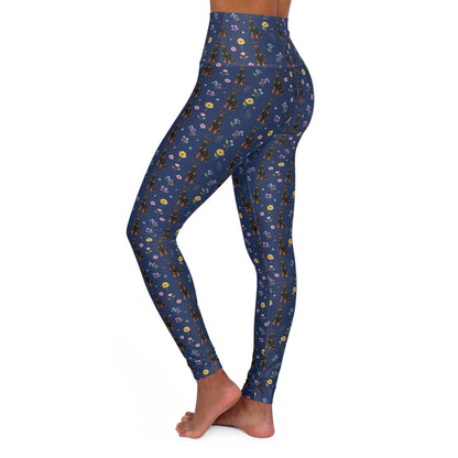 Doberman Pinscher Dog Floral High Waisted Yoga Leggings - Perfect for Fitness & Everyday Wear