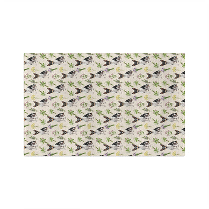 Rat Terrier Dog & Herbs Tea Towel - Floral Dog Kitchen Towel