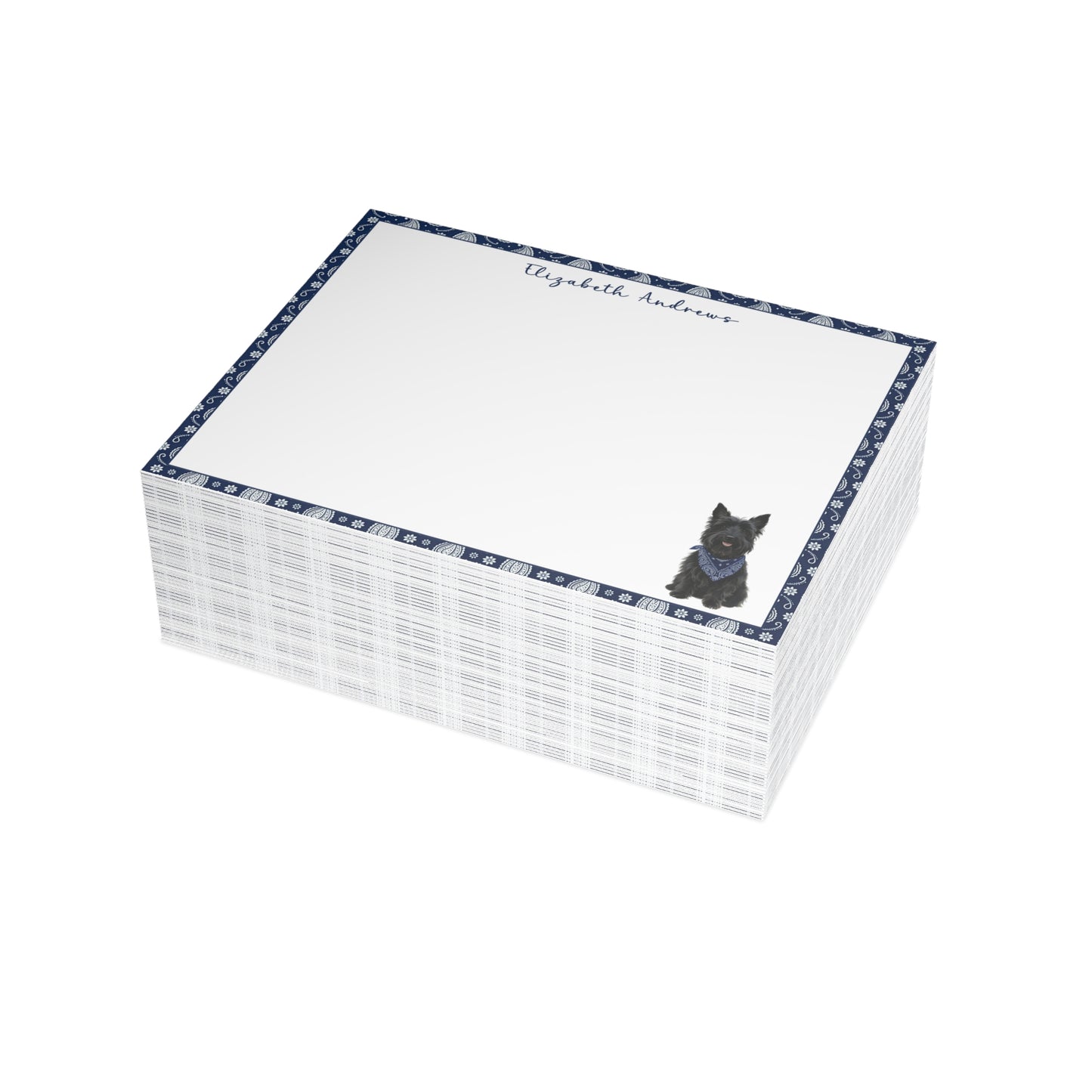 Scottish Terrier Navy Blue Paisley Notecard Set