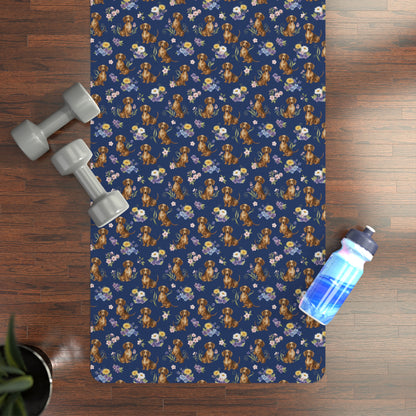 Dachshund Dog Floral Yoga Mat – Durable Non-Slip Rubber Surface for Home & Studio Practice