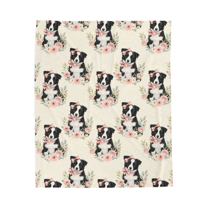 Border Collie Pink Baby Blanket, Border Collie Dog Baby Shower Baby Girl Newborn Gift Hospital Announcement Blanket Coming Home