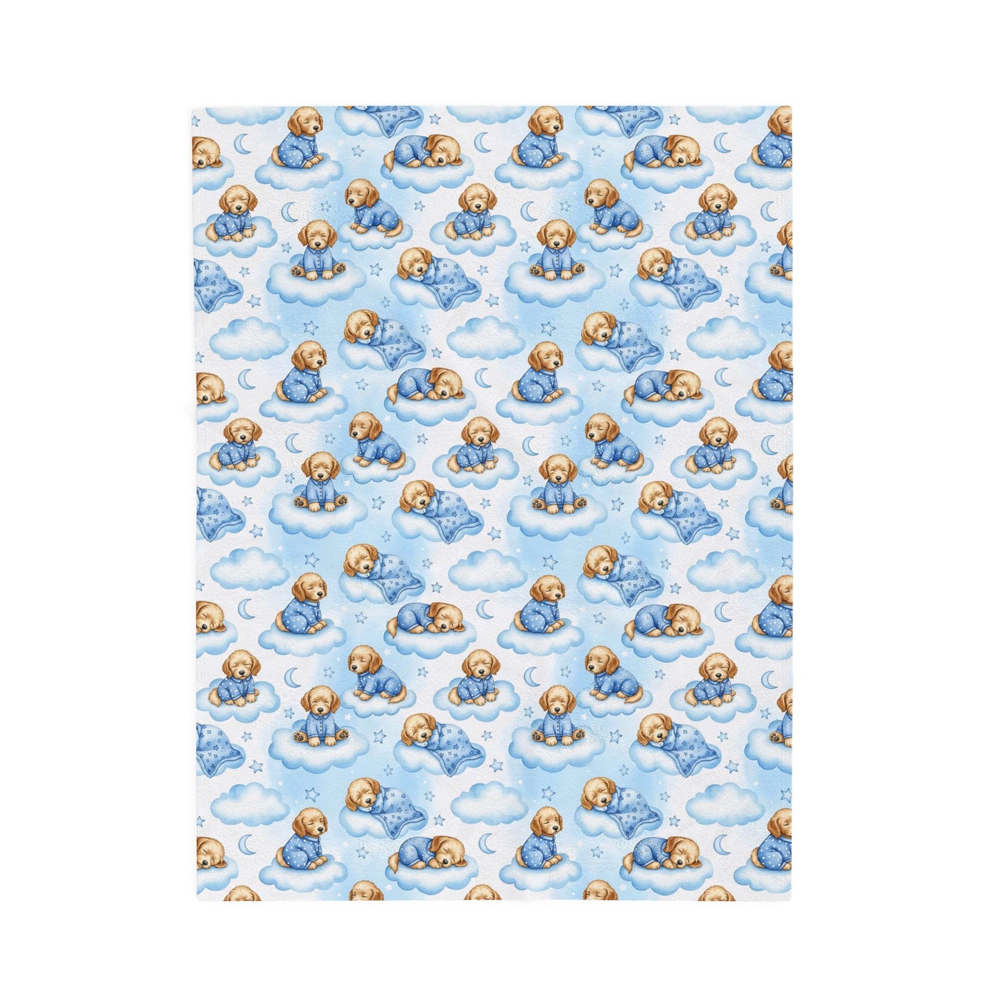 Goldendoodle Blue Baby Blanket, Doodle Dog Baby Shower Baby Boy Newborn Gift Hospital Announcement Blanket Coming Home