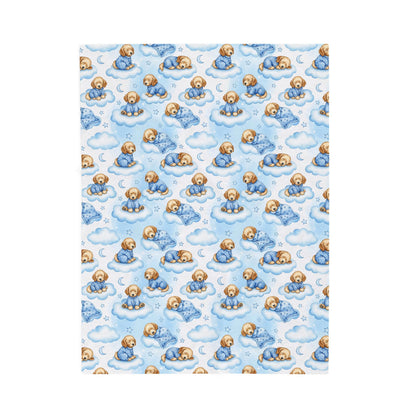 Goldendoodle Blue Baby Blanket, Doodle Dog Baby Shower Baby Boy Newborn Gift Hospital Announcement Blanket Coming Home