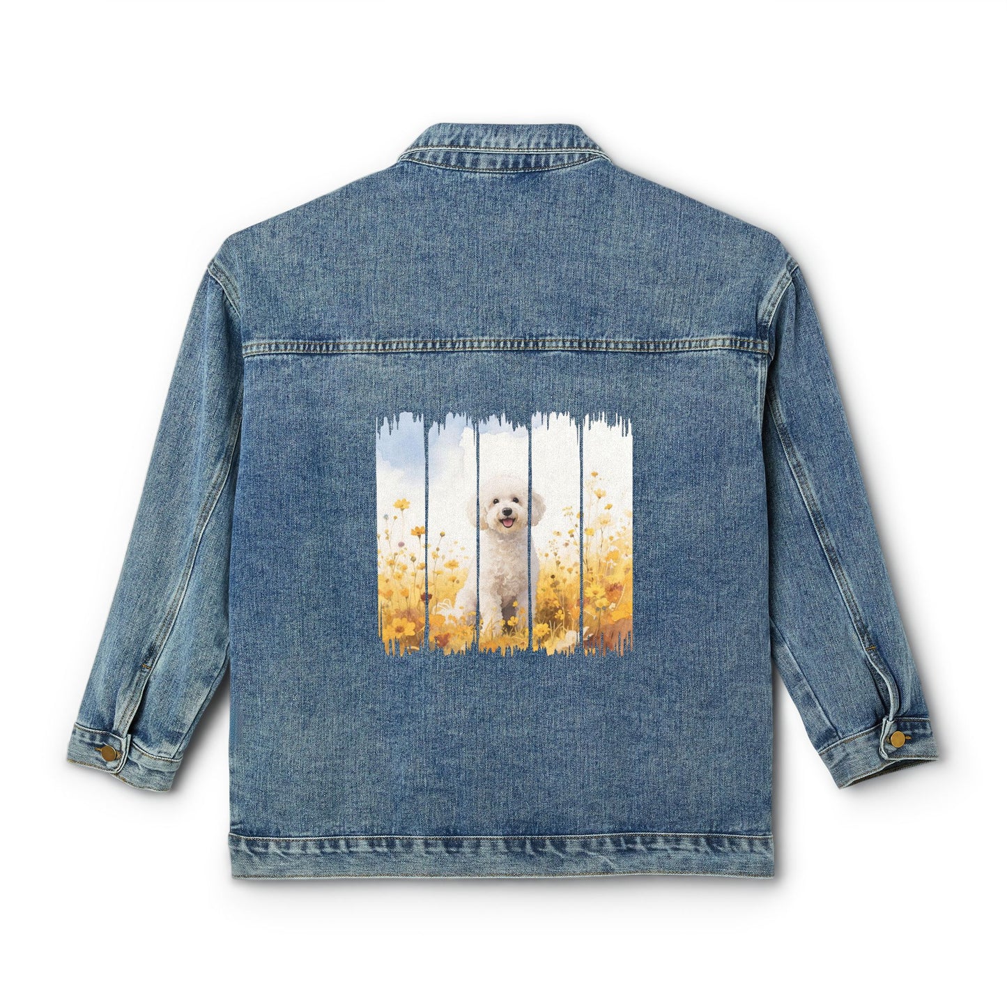 Trendy Bichon Dog Women's Denim Jacket, Dog Demin Jacket, Gift for Bichon Dog Mom, Gift for Dog Lovers, Fall Dog Style