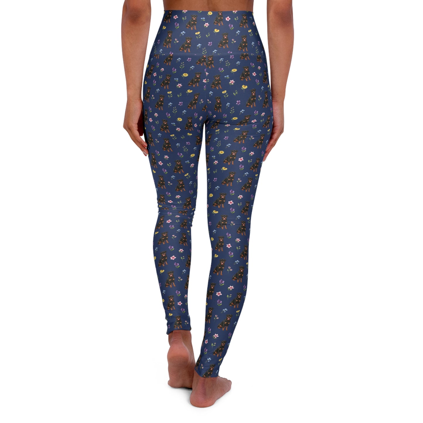 Rottweiler Dog Floral High Waisted Yoga Leggings - Perfect for Fitness & Everyday Wear