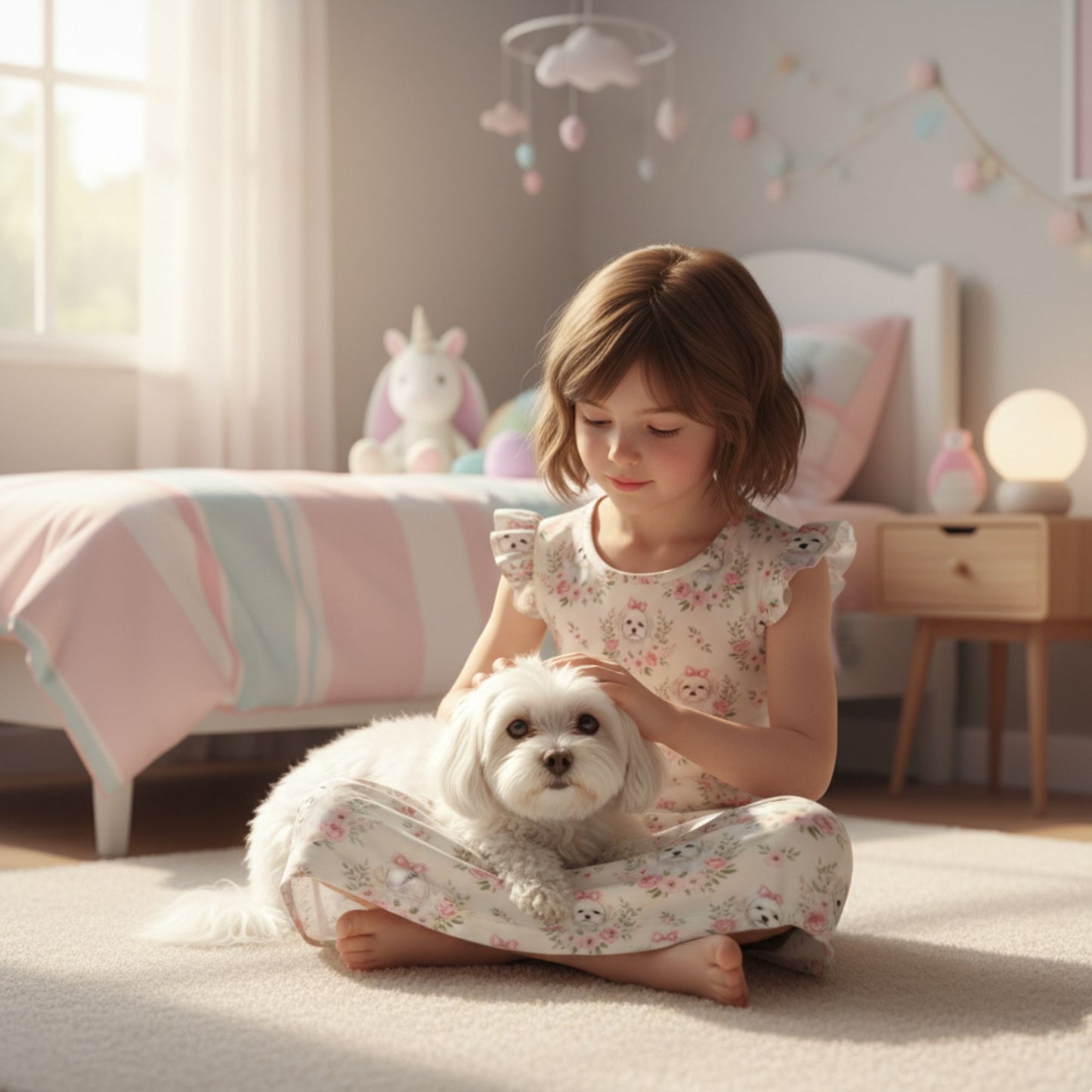 Maltese Girl's Flutter Sleeve Nightgown