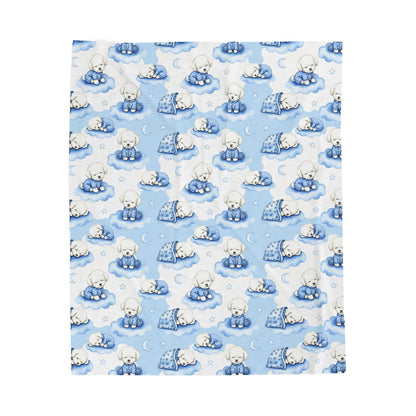 Bichon Frise Dog Blue Baby Blanket, Bichon Frise Baby Shower Baby Boy Newborn Gift Hospital Announcement Blanket Coming Home