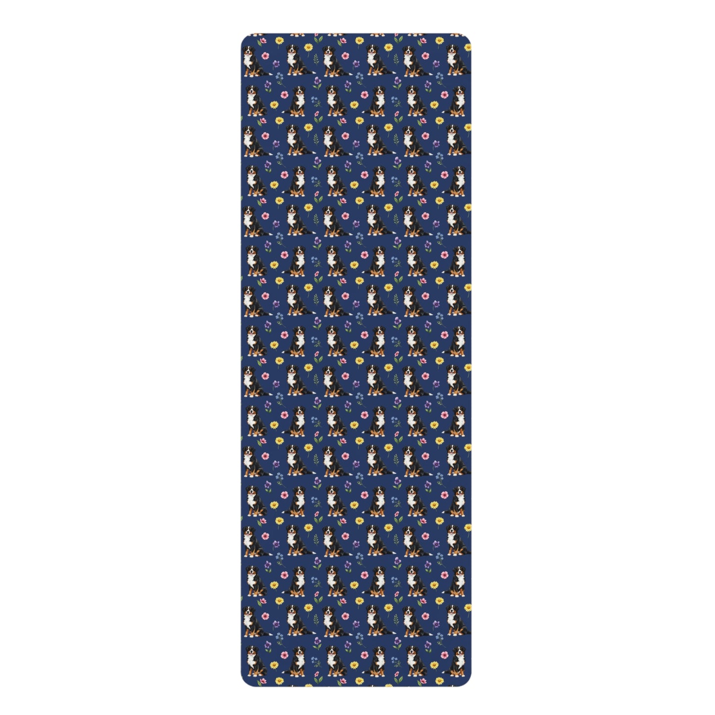 Bernese Mountain Dog Floral Yoga Mat – Durable Non-Slip Rubber Surface for Home & Studio Practice
