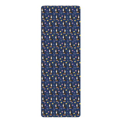 Bernese Mountain Dog Floral Yoga Mat – Durable Non-Slip Rubber Surface for Home & Studio Practice