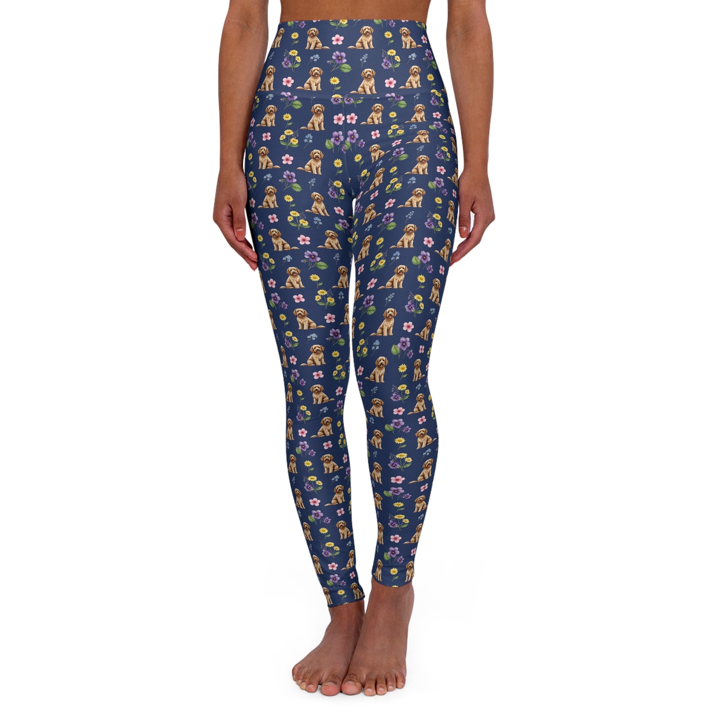 Goldendoodle Dog Floral High Waisted Yoga Leggings - Perfect for Fitness & Everyday Wear