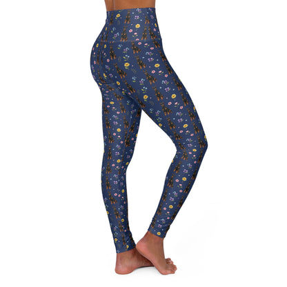 Doberman Pinscher Dog Floral High Waisted Yoga Leggings - Perfect for Fitness & Everyday Wear