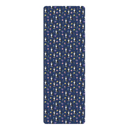 Boston Terrier Dog Floral Yoga Mat – Durable Non-Slip Rubber Surface for Home & Studio Practice