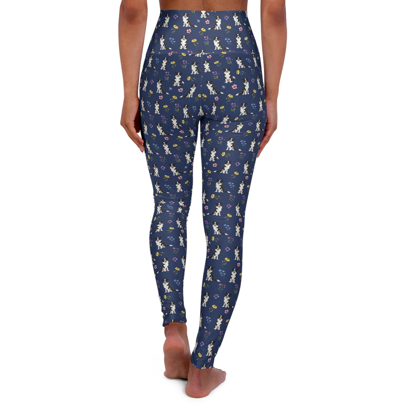 Border Collie Dog Floral High Waisted Yoga Leggings - Perfect for Fitness & Everyday Wear