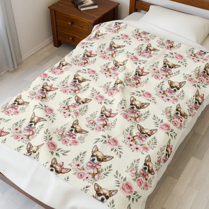 Chihuahua Pink Baby Blanket, Chihuahua Dog Baby Shower Baby Girl Newborn Gift Hospital Announcement Blanket Coming Home