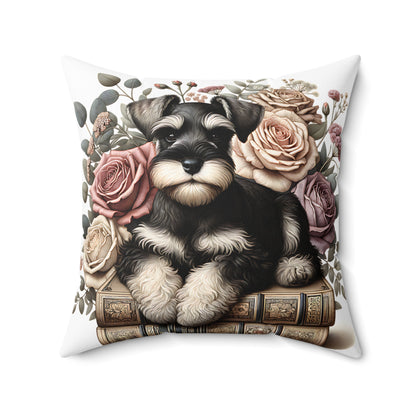 Schnauzer Throw Pillow for Book Lovers