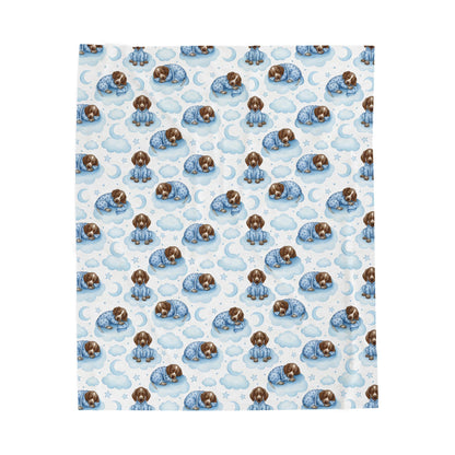 German Shorthaired Pointer Blue Baby Blanket, GSP Dog Baby Shower Baby Boy Newborn Gift Hospital Announcement Blanket Coming Home