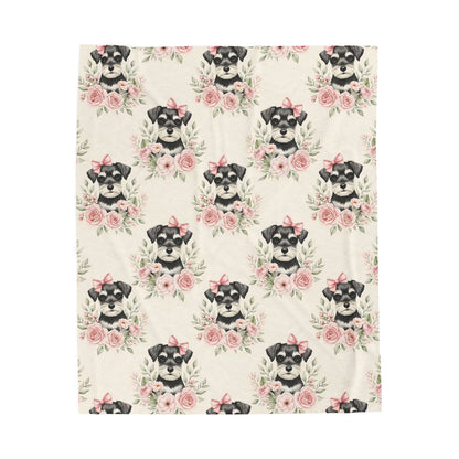 Schnauzer Pink Baby Blanket, Schnauzer Dog Baby Shower Baby Girl Newborn Gift Hospital Announcement Blanket Coming Home