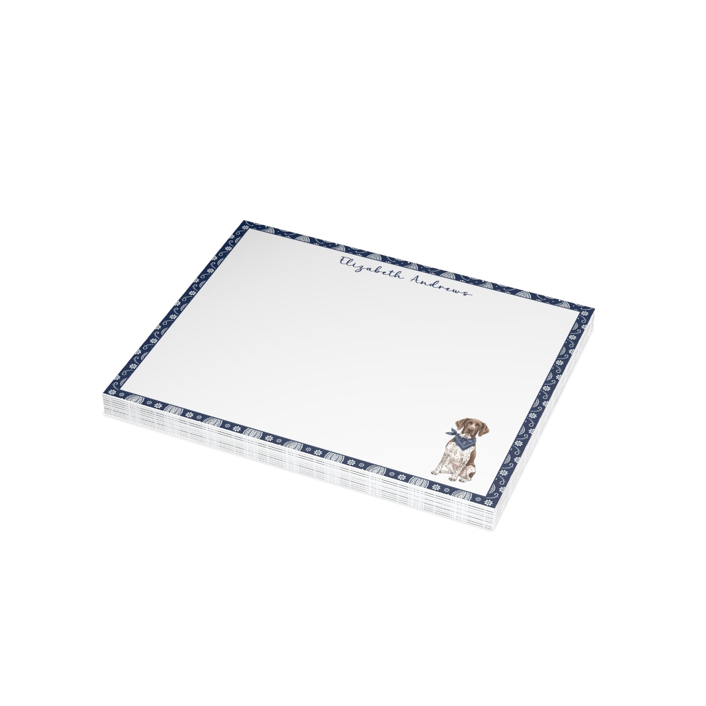 German Shorthaired Pointer Navy Blue Paisley Notecard Set