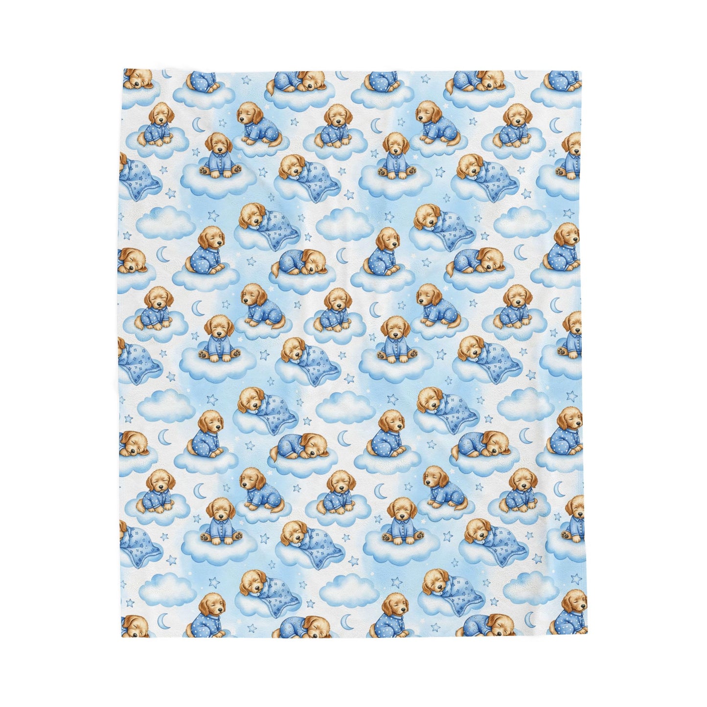 Goldendoodle Blue Baby Blanket, Doodle Dog Baby Shower Baby Boy Newborn Gift Hospital Announcement Blanket Coming Home