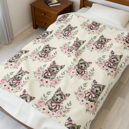 Cairn Terrier Pink Baby Blanket, Cairn Terrier Dog Baby Shower Baby Girl Newborn Gift Hospital Announcement Blanket Coming Home