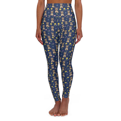 Yorkshire Terrier Dog Floral High Waisted Yoga Leggings - Perfect for Fitness & Everyday Wear