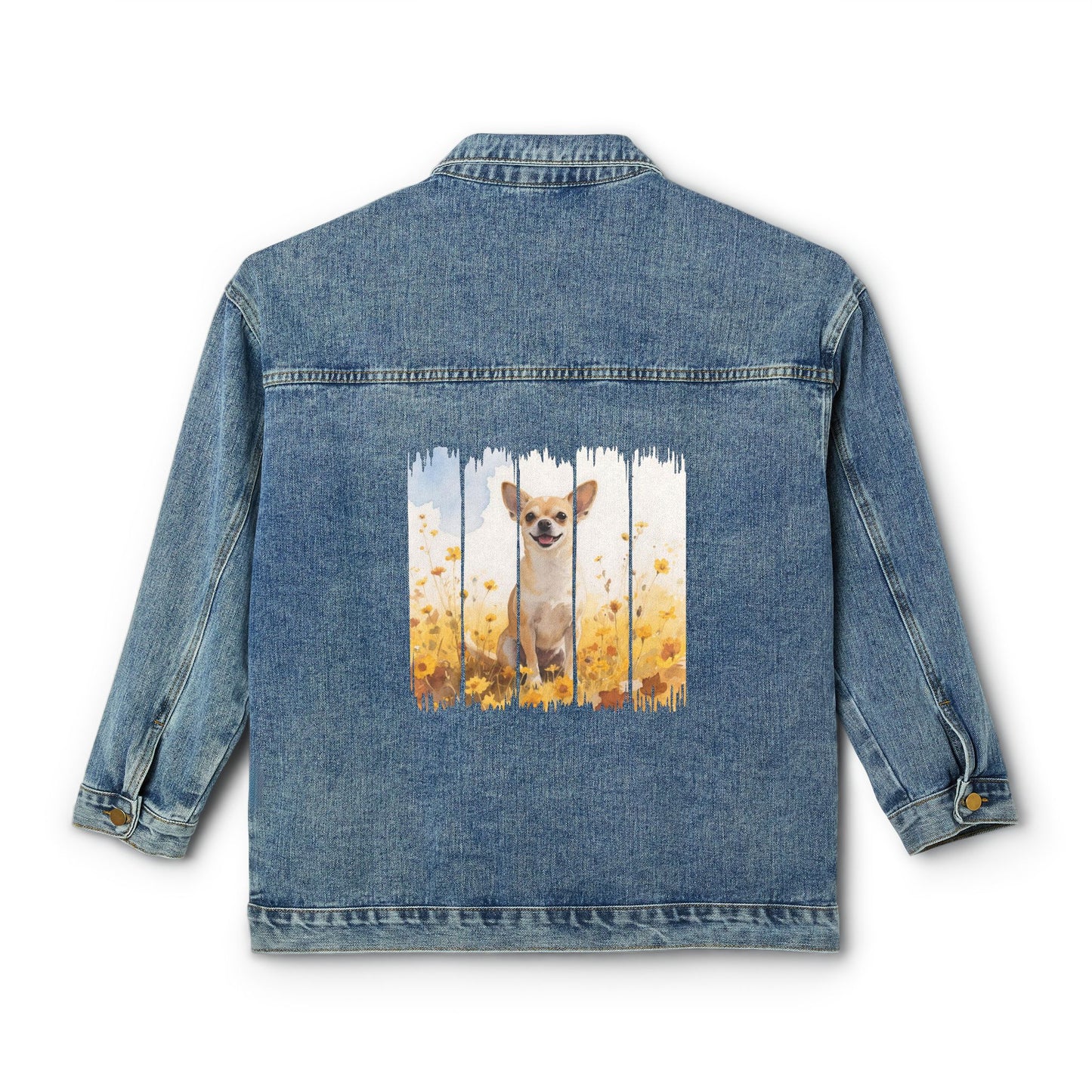 Trendy Chihuahua Dog Women's Denim Jacket, Dog Demin Jacket, Gift for Chihuahua Dog Mom, Gift for Dog Lovers, Fall Dog Style