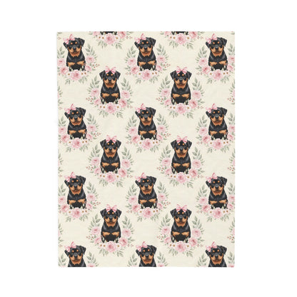 Rottweiler Pink Baby Blanket, Rottweiler Dog Baby Shower Baby Girl Newborn Gift Hospital Announcement Blanket Coming Home