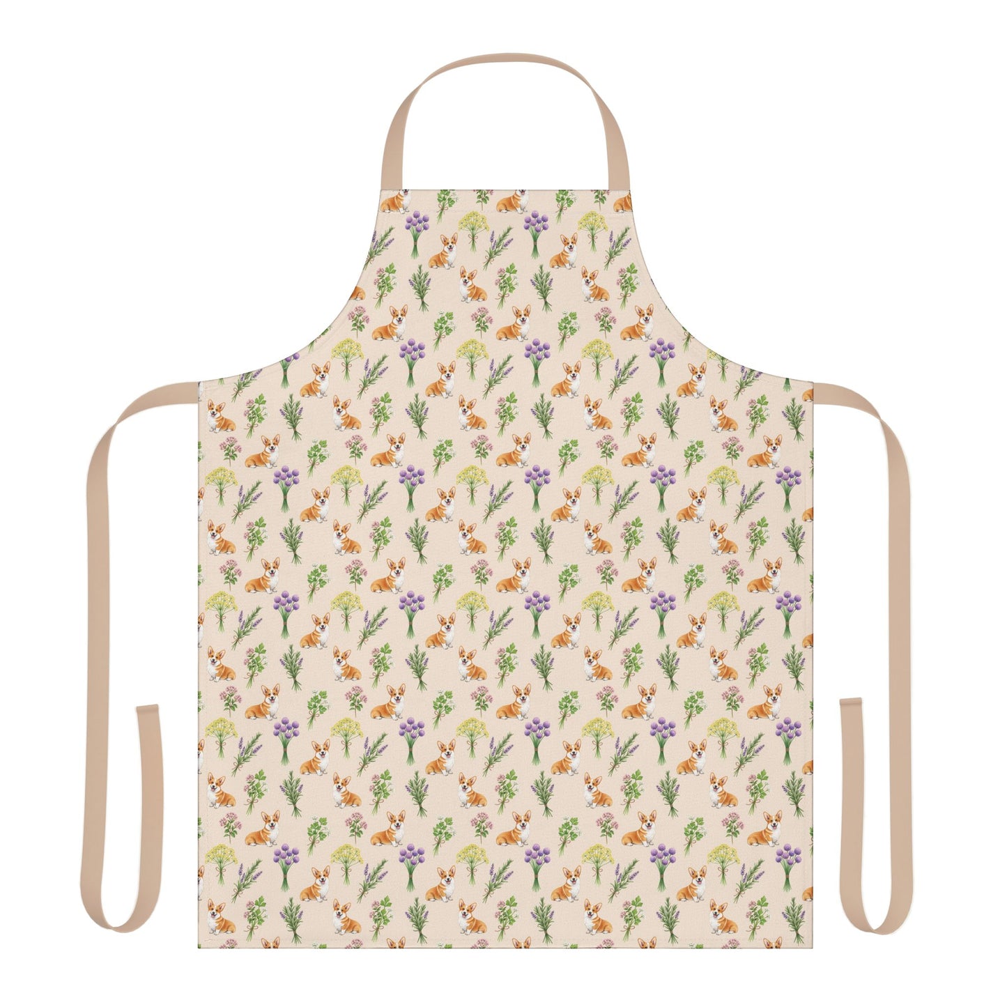Corgi Dog & Herbs Kitchen Apron