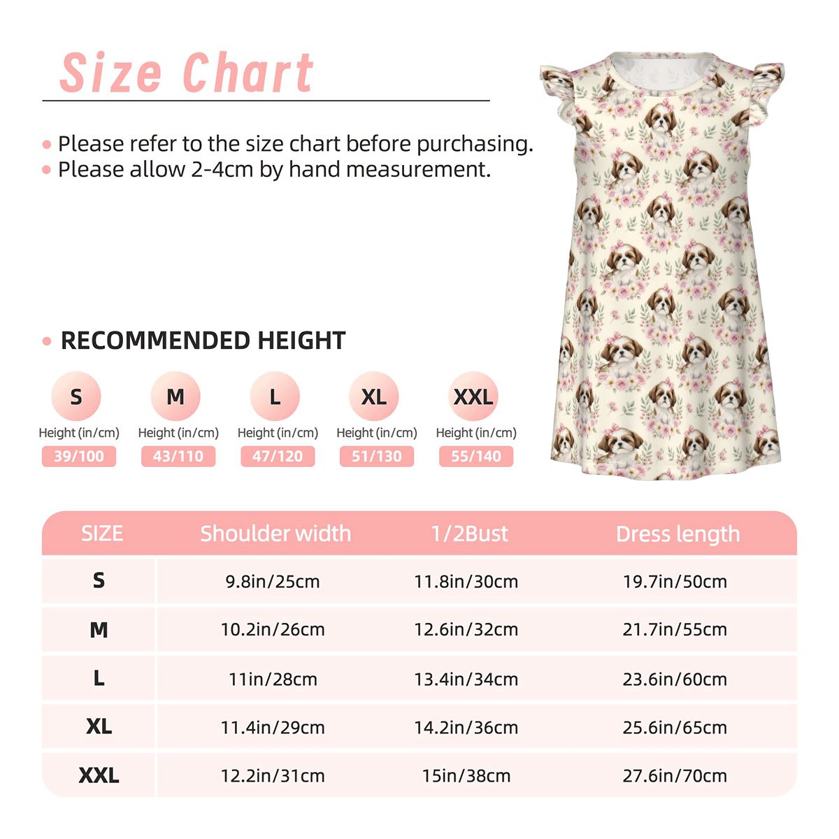 Shih Tzu Girl's Flutter Sleeve Nightgown