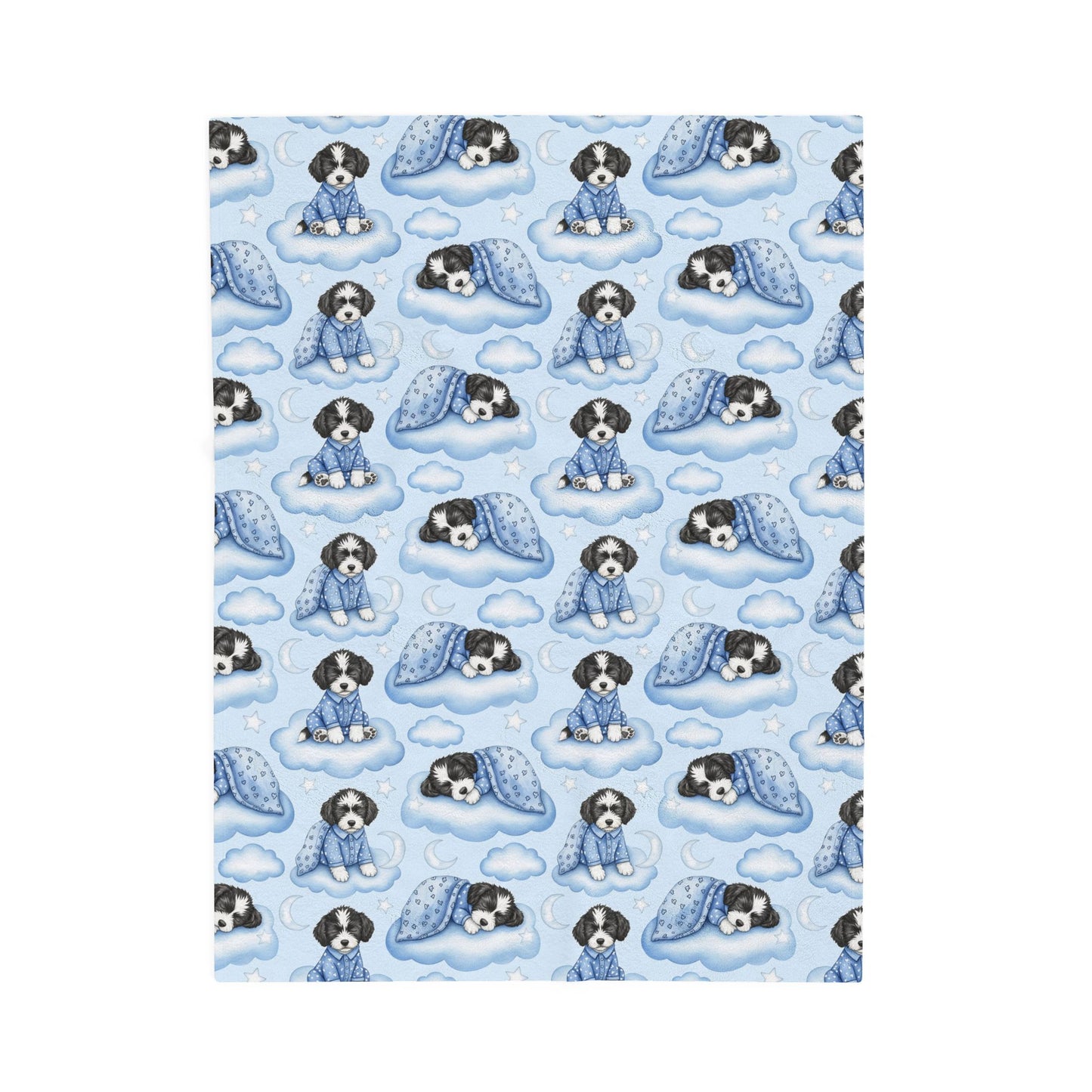 Portuguese Water Dog Blue Baby Blanket, Portie Dog Baby Shower Baby Boy Newborn Gift Hospital Announcement Blanket Coming Home