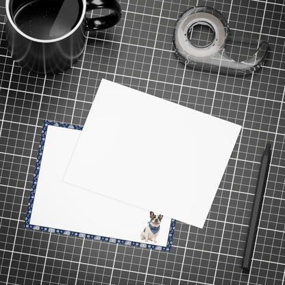 Personalized French Bulldog Navy Blue Paisley Notecard Set