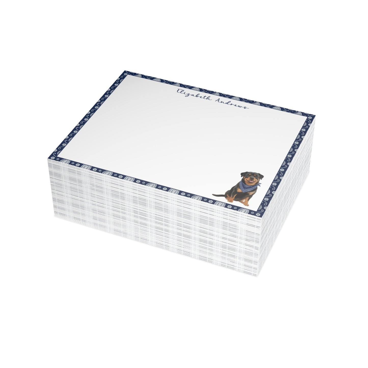 Rottweiler Navy Blue Paisley Notecard Set