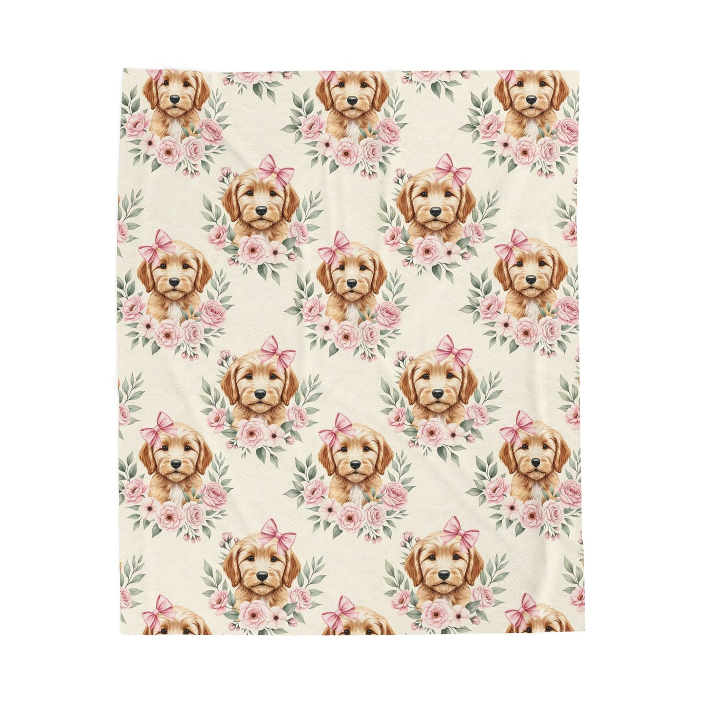 Goldendoodle Pink Baby Blanket, Doodle Dog Baby Shower Baby Girl Newborn Gift Hospital Announcement Blanket Coming Home
