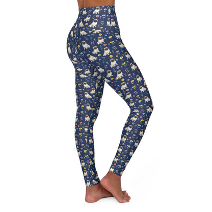Pug Dog Floral High Waisted Yoga Leggings - Perfect for Fitness & Everyday Wear