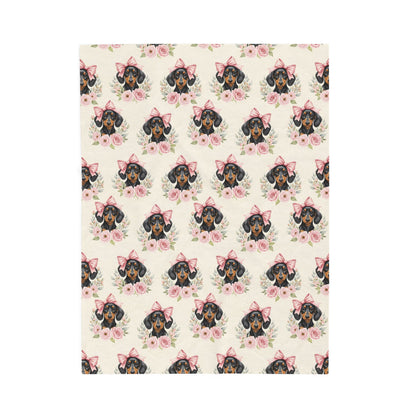 Dachshund Pink Baby Blanket, Doxie Weiner Dog Baby Shower Baby Girl Newborn Gift Hospital Announcement Blanket Coming Home