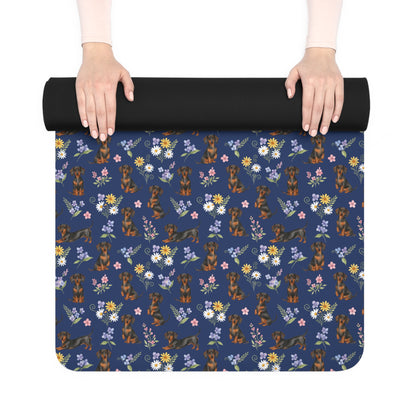 Dachshund Dog Floral Yoga Mat – Durable Non-Slip Rubber Surface for Home & Studio Practice