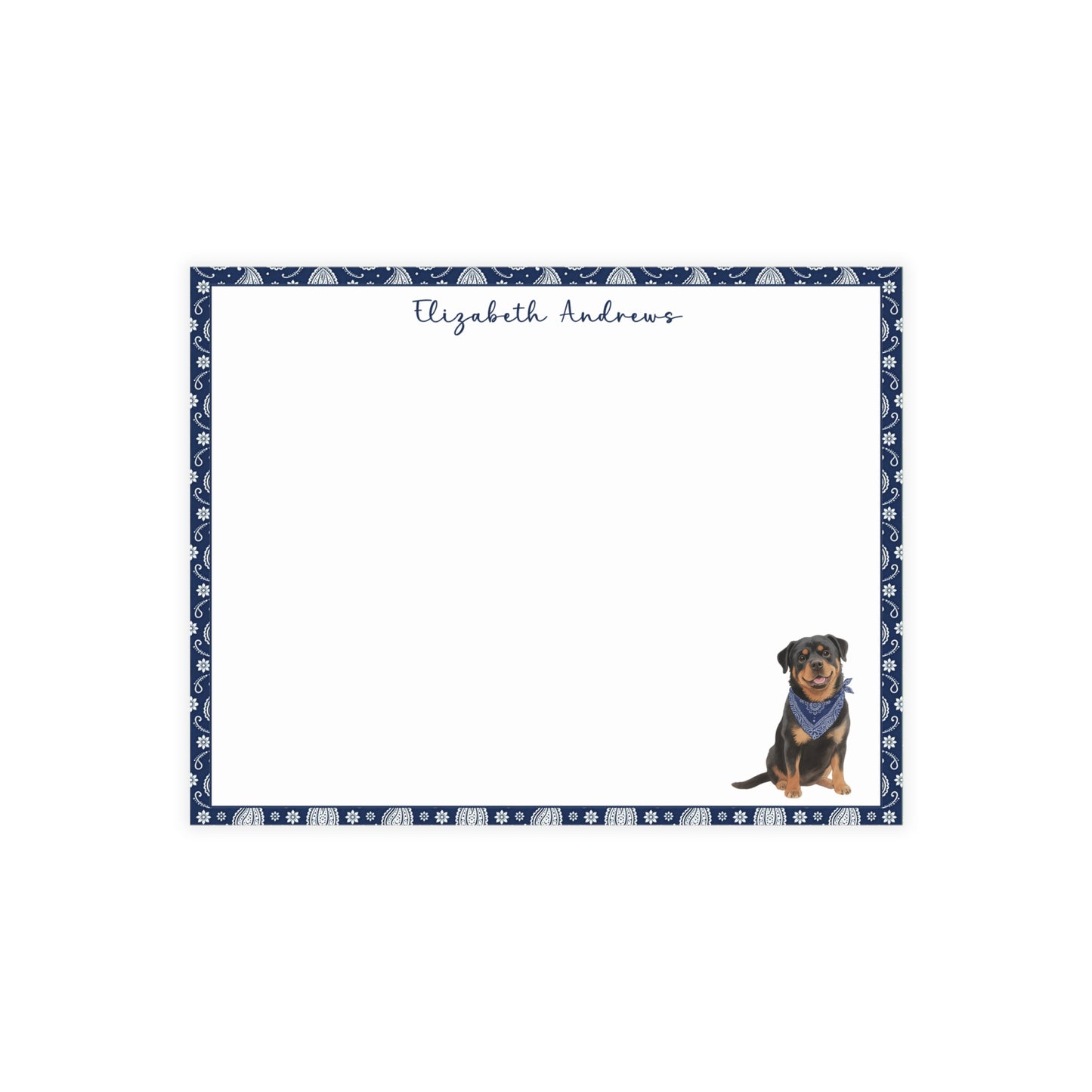Rottweiler Navy Blue Paisley Notecard Set