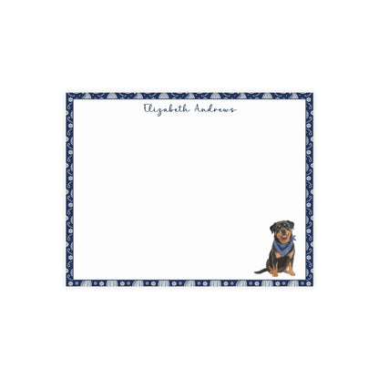 Rottweiler Navy Blue Paisley Notecard Set