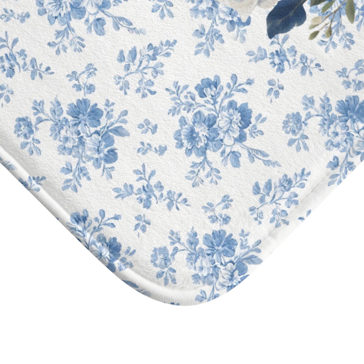 Blue Floral Schnauzer Bath Mat – Cute Schnauzer Dog Bathroom Rug