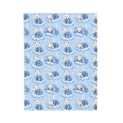 West Highland White Terrier Blue Baby Blanket, Westie Dog Baby Shower Baby Boy Newborn Gift Hospital Announcement Blanket Coming Home